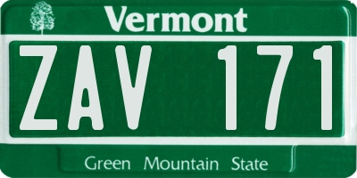 VT license plate ZAV171