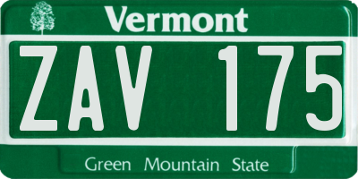 VT license plate ZAV175