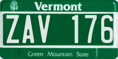 VT license plate ZAV176