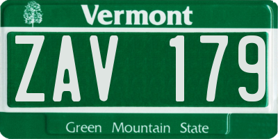 VT license plate ZAV179