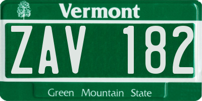 VT license plate ZAV182
