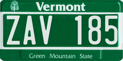 VT license plate ZAV185