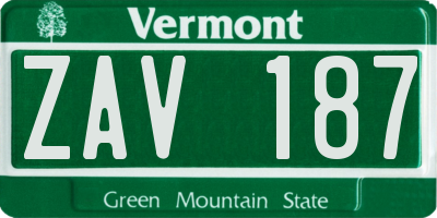 VT license plate ZAV187