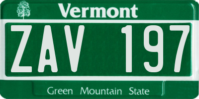 VT license plate ZAV197