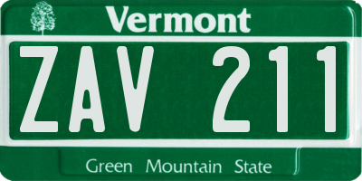 VT license plate ZAV211