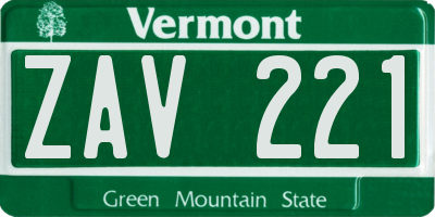VT license plate ZAV221