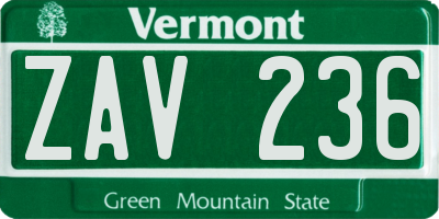 VT license plate ZAV236