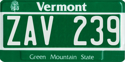 VT license plate ZAV239
