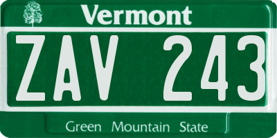 VT license plate ZAV243
