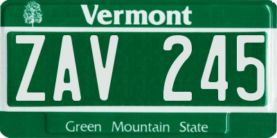 VT license plate ZAV245