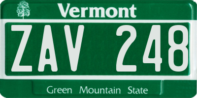 VT license plate ZAV248
