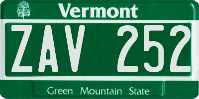 VT license plate ZAV252