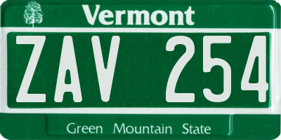 VT license plate ZAV254