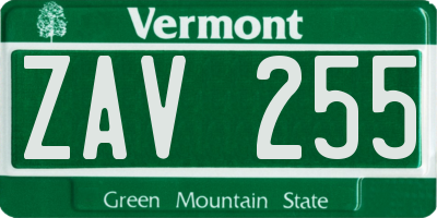 VT license plate ZAV255