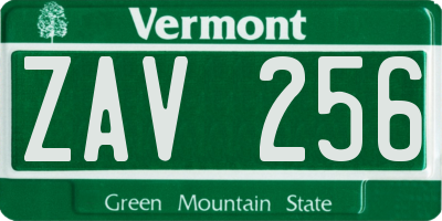 VT license plate ZAV256