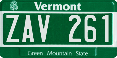 VT license plate ZAV261