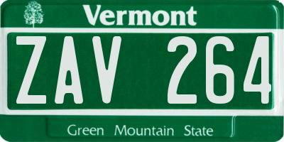 VT license plate ZAV264