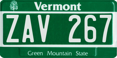 VT license plate ZAV267