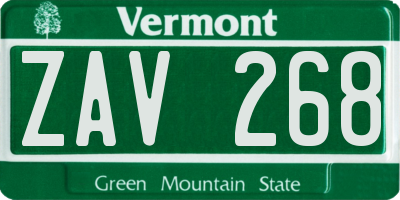 VT license plate ZAV268