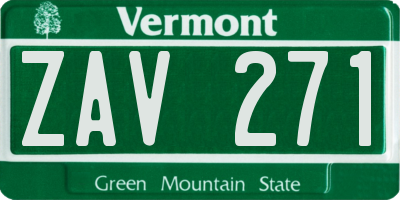 VT license plate ZAV271