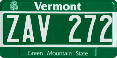 VT license plate ZAV272
