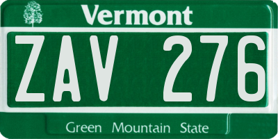 VT license plate ZAV276