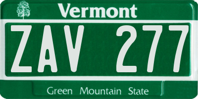 VT license plate ZAV277