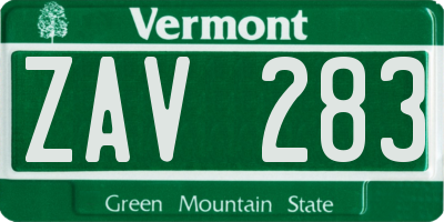 VT license plate ZAV283