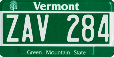 VT license plate ZAV284