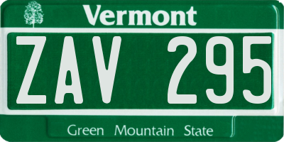 VT license plate ZAV295