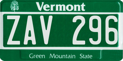 VT license plate ZAV296