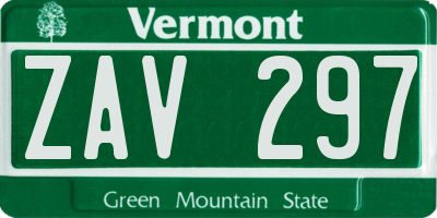 VT license plate ZAV297