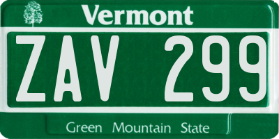 VT license plate ZAV299