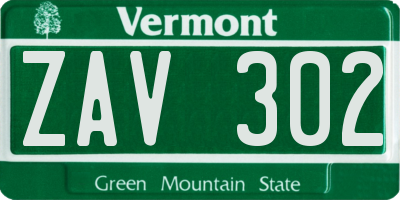 VT license plate ZAV302