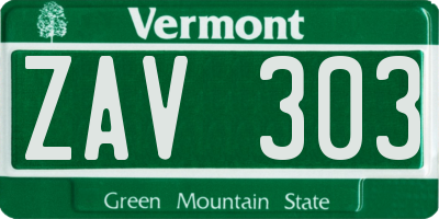 VT license plate ZAV303