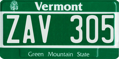 VT license plate ZAV305