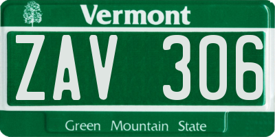 VT license plate ZAV306