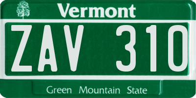 VT license plate ZAV310
