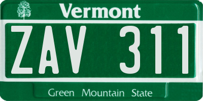 VT license plate ZAV311