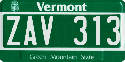 VT license plate ZAV313