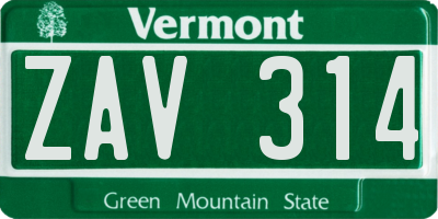VT license plate ZAV314