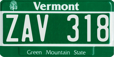 VT license plate ZAV318
