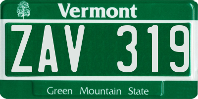 VT license plate ZAV319