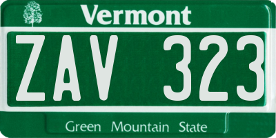 VT license plate ZAV323