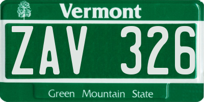 VT license plate ZAV326