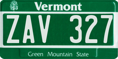 VT license plate ZAV327