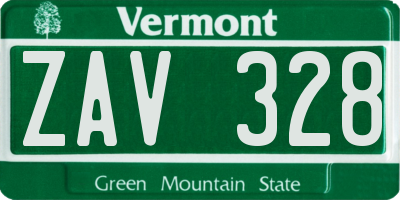 VT license plate ZAV328