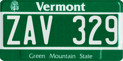 VT license plate ZAV329