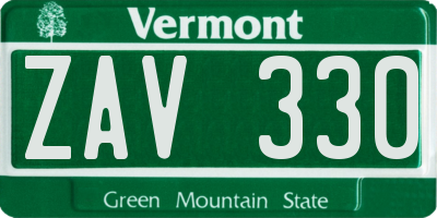 VT license plate ZAV330