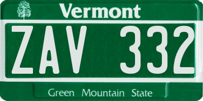 VT license plate ZAV332